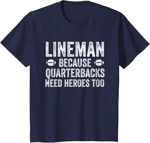 Vista 93 de Lineman Because Quarterbacks Need Heroes Camiseta de fútbol linieros S Negro