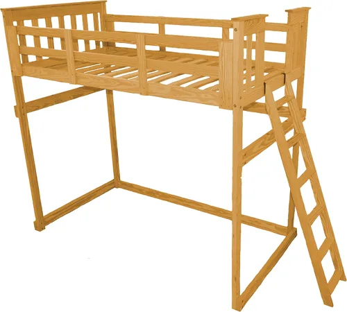 Vista 10 de Furniture Barn USA - Cama tipo loft de tamaño individual con escalera final, pintado de pino negro