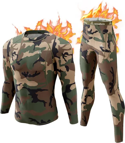 Vista 128 de Conjunto de ropa interior térmica para hombre, ropa interior larga 1#verde militar