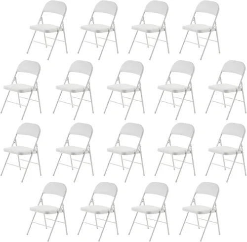 Vista 11 de Paquete de 4 sillas plegables negras, sillas plegables acolchadas con asiento y respaldo de piel sintética, sillas plegables de metal portátiles