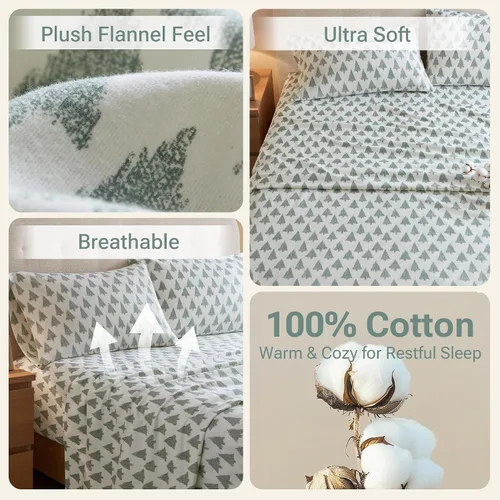 Vista 58 de Sleep Philosophy - True North - Juego de sábanas de franela, 100% de algodón, cómodo, bonito y muy suave, con bolsillo elástico que se adapta a