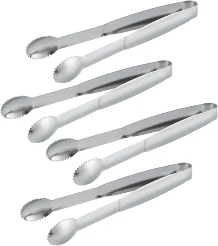 Vista 8 de MSY BIGSUNNY Pinzas de hielo de 7 pulgadas para cubo de hielo, pinzas pequeñas de acero inoxidable grueso, pinzas de metal pulido espejo
