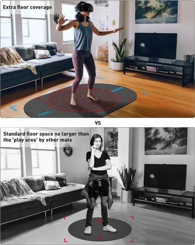 Vista 3 de PrismXR Extra Large Non-Slip VR Mat (55''x35'') - Soft & Comfortable with Supportive Cushioning - Ideal for Oculus Quest 2, HTC Vive, PSVR and More