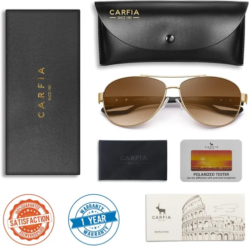 Vista 8 de Carfia Aviator Sunglasses for Women Polarized UV Protection Classic Driving Sun Glasses Outdoor Ladies Sunnies Metal Frame
