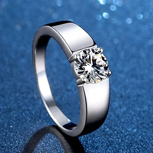Vista 4 de Anillos de moissanita de 4 puntas para hombre 1 quilate de 0256in solitario de moissanita anillo de promesa de cumpleaños para hombre plata de ley