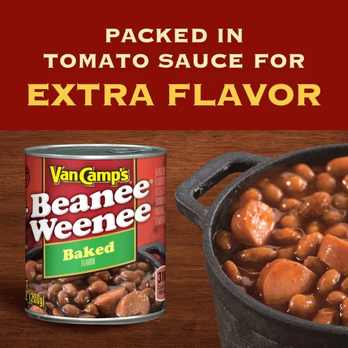 Vista 3 de Van Camp's Beanee Weenee al horno, alimentos enlatados, 7.75 oz