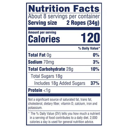 Vista 2 de SweeTARTS Soft & Chewy Ropes Candy, sabor a fresa picante, bolsa de 9 onzas