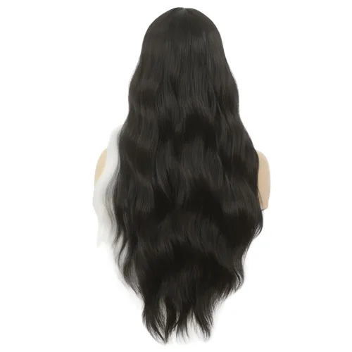 Vista 5 de Pelucas largas rizadas y onduladas de Dai Cloud, con cabello negro y reflejos blancos, de pelo sintético, resistente al calor, para mujer, para uso