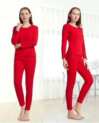 Vista 2 de TRUNYAQI Ropa interior térmica para mujer, leggings para mujer de nieve, conjunto de ropa interior térmica térmica para recargable USB