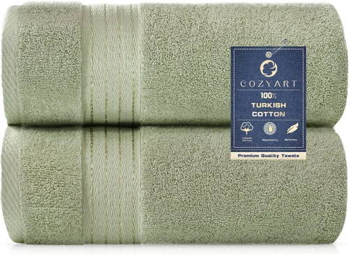 Vista 53 de COZYART - Juego de 6 toallas de baño de algodón turco, color azul claro, suaves, altamente absorbentes y duraderas, 19.17 oz/yd², incluye 2 toallas