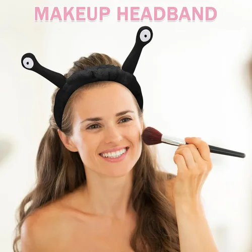 Vista 32 de Bonita diadema de caracol rosa, cara lavada para mujer, maquillaje, ducha, spa