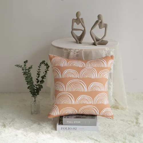 Vista 3 de Juego de 2 fundas de almohada bohemias con diseño de arco iris, diseño de círculos de arco iris, cuadradas, modernas, modernas, para decoración