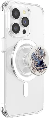 Vista 3 de Books Are My Therapy Lover Librarian Line Art Floral PopSockets MagSafe PopGrip para iPhone