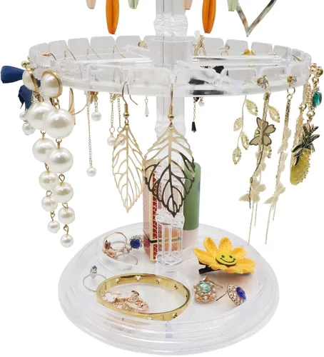 Vista 3 de Wudygirl Soportes de exhibición de pendientes para vender estantes giratorios de joyería, pendientes organizador de árbol transparente