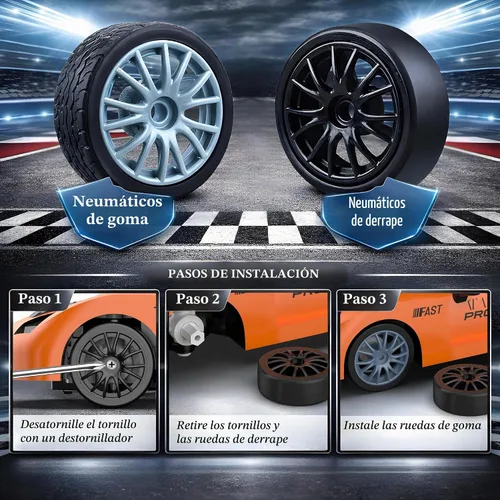 Vista 6 de Auto de control remoto RC Drift Car 2.4GHz escala 1:24 4WD 15KM/H Modelo de vehículo de alta velocidad con luces LED Drifting Tire Racing Sport Toy