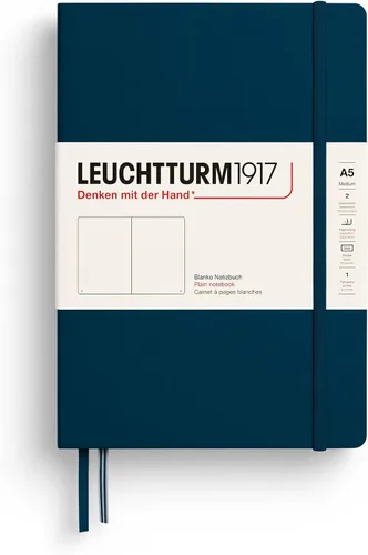 Vista 18 de LEUCHTTURM1917 - Cuaderno de tapa dura mediano A5 con 251 páginas numeradas para escritura y diario (negro, liso)