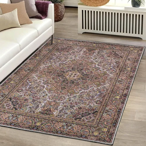 Vista 32 de SUPERIOR Medallion - Alfombra lavable, respaldo de algodón, alfombra para mesa de comedor, alfombra para vestíbulo, de fácil cuidado, alfombra Negro