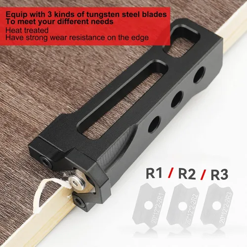 Vista 2 de Cepilladora de madera con bandas de borde de chaflán, herramienta raspadora de chaflán de borde rápido con 3 cuchillas, perfecta para carpintería