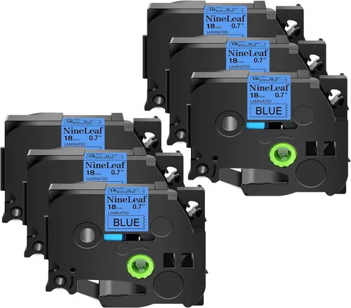 Vista 26 de NineLeaf Paquete de 6 cintas de etiquetas compatibles con Brother TZ TZe TZe-531 TZe531 TZ-531 TZ531 0.472 in 1/2 pulgadas, negro sobre azul
