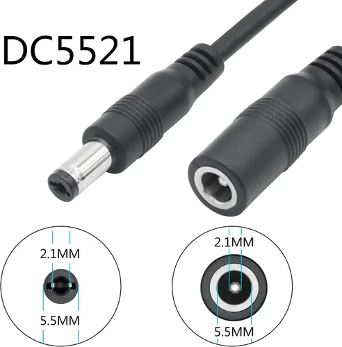 Vista 4 de Cable divisor de corriente continua 1 hembra a 2 macho, 1.5 ft/18 pulgadas DC 0.217 in x 0.083 in cable adaptador divisor Y, para vigilancia