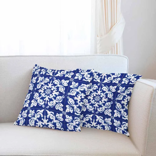 Vista 2 de Fundas de almohada, patrón étnico azul, fundas de almohada para dormitorio, sala de estar, paquete de 2