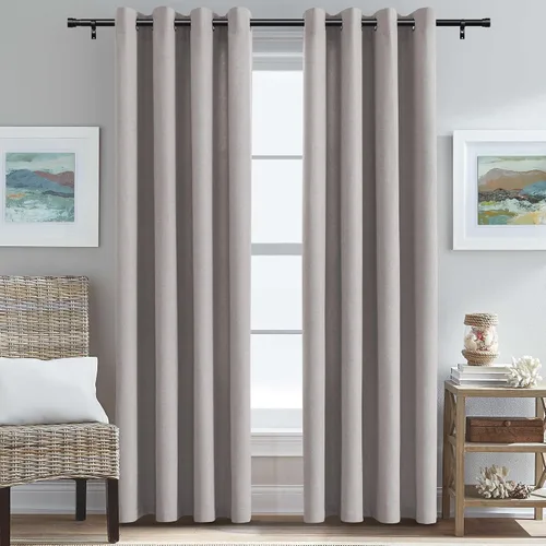 Vista 18 de H.VERSAILTEX Cortinas de cocina texturizadas de lino natural con ojales de 45 pulgadas de largo, lino sintético grueso para oscurecer la habitación