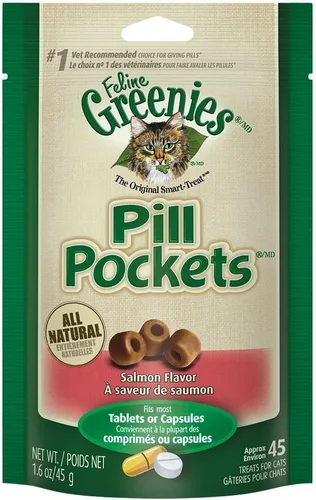 Vista 15 de Greenies Bolsitas para píldoras felinas para gatos Golosinas naturales suaves para gatos, sabor a hierba gatuna, bolsa de 1.6 oz. (45 golosinas)