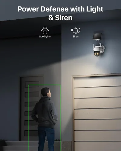 Vista 5 de Cámara de seguridad ZOSI C291 4MP inalámbrica con batería para exteriores con panel solar, cámara panorámica/inclinación de 2.5K 360, seguimiento
