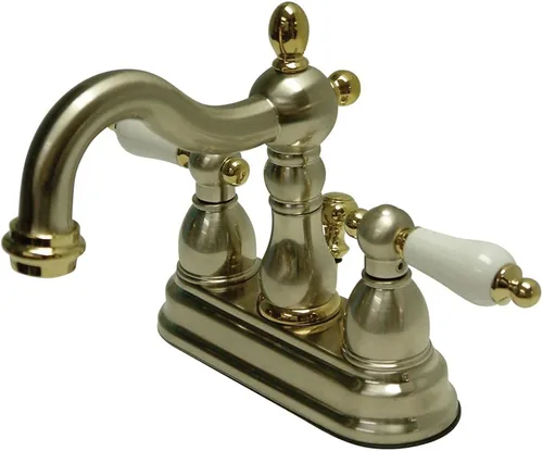 Vista 9 de Kingston Brass KB1607PL Heritage - Grifo de baño central de 4 pulgadas, latón cepillado Cobrizo cepillado