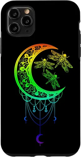 Vista 4 de Funda para iPhone 12 mini libélula, luna, diseño de mandala zen, yoga, chakras, budismo