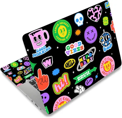 Vista 45 de Adhesivo para laptop de 12.1-15.6 pulgadas, calcomanía reutilizable universal de vinilo para laptop, protector de arte impermeable en color panal