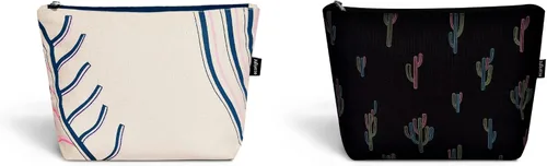 Vista 18 de Eco Right Bolsa de cosméticos de lona: bolsa de maquillaje de viaje para mujeres y niñas, organizador de monedero con cremallera, elegante estética