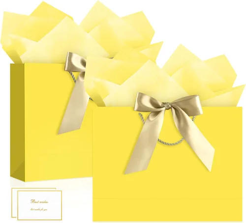 Vista 26 de JMANNI 12 bolsas de regalo de papel de boda con asa, bolsas medianas de regalo de agradecimiento de 13 pulgadas con lazo de cinta, regalos