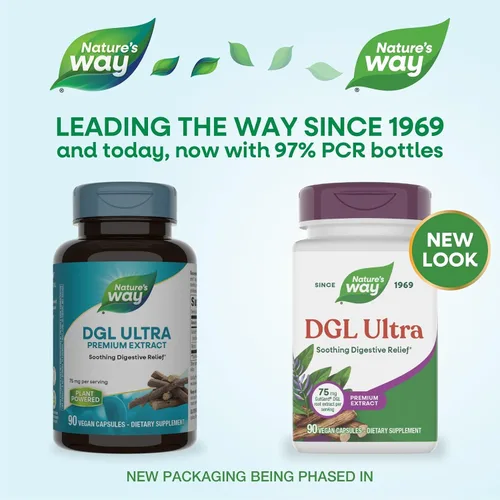 Vista 2 de Nature's Way DGL Ultra Premium Extract - Suplemento DGL - 75 mg por porción - Alivio digestivo calmante* - Vegano, sin gluten y sin lácteos - 90