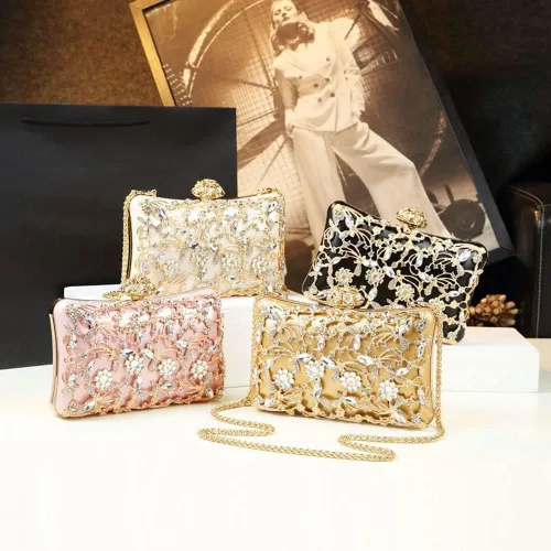 Vista 8 de Bolsos de noche para mujer, bolsos de mano florales para mujer, bolso de mano elegante de boda, fiesta, novia, bolso de hombro