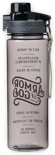 Vista 3 de Christian Art Gifts Botella de agua deportiva de plástico reutilizable de boca ancha sin BPA para hombres y mujeres, escritura inspiradora con tapa