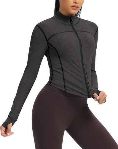 Vista 8 de QUEENIEKE Womens Athletic Workout Jackets Cottony-Soft Full Zip Slim Fit Running Jacket 0703