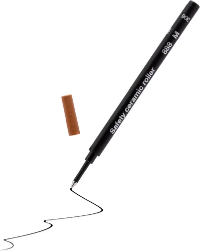Vista 2 de Safety Ceramic 888 Rollerball - Recambio de punta mediana (4 unidades, color negro)