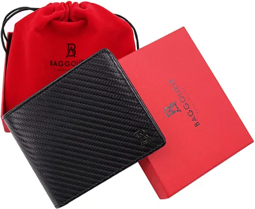 Vista 7 de Baggourie Cartera de cuero triple RFID Rojo - Moderno