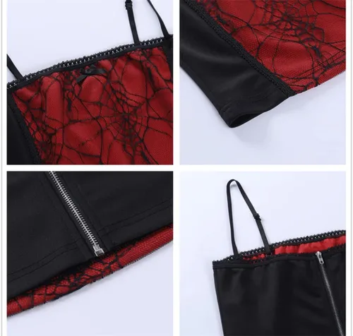 Vista 6 de Camiseta sin mangas gótica para mujer, cuello en U, con tirantes delgados, punk, emo alt