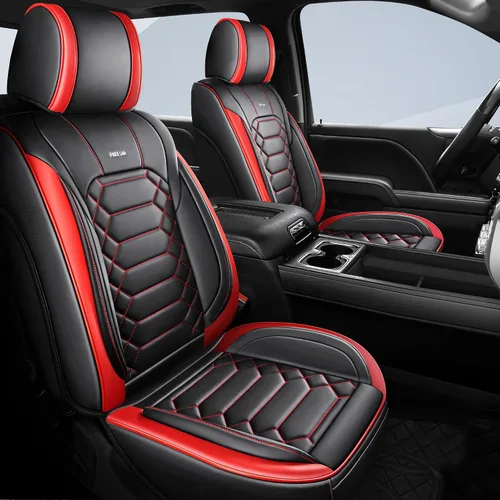 Vista 15 de FREESOO - Funda de asiento personalizada Silverado 1500/2500/3500 2014-2018, color negro custom fit, faux leather, waterproof, 5 seats, airbag