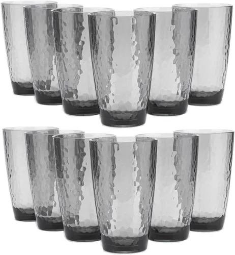 Vista 13 de KOXIN-KARLU Hammered - Vasos de plástico de 26 onzas, juego de 6 vasos acrílicos transparentes