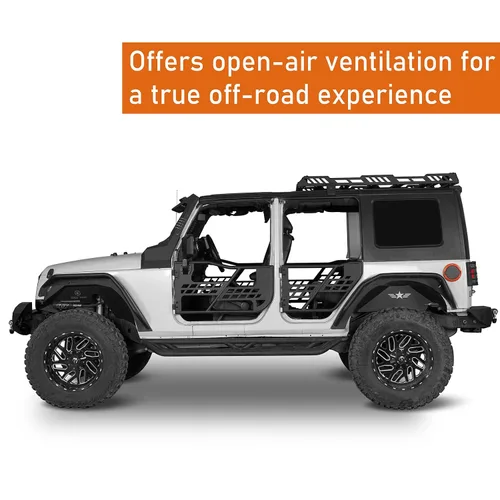 Vista 2 de Hooke Road para Jeep Wrangler JK - Puertas tubulares de medio camino para todo terreno, compatibles con Jeep Wrangler JK Unlimited de 4 puertas