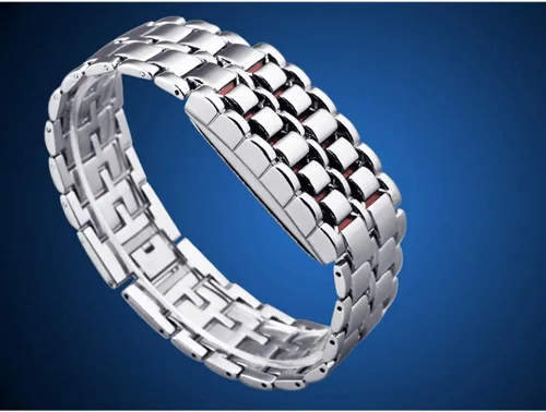 Vista 9 de FANMIS Reloj deportivo simple para hombre, estilo binario, electrónico, digital, LED, aleación de lava, rectangular, reloj de cadena