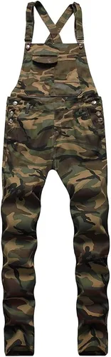 Vista 27 de LONGBIDA - Jardinera de mezclilla para hombre, ajuste entallado, moderno, con bolsillos