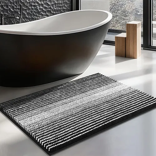 Vista 9 de Alfombras de Baño Grandes Antideslizantes de Chenilla - Alfombra de Baño para Ducha Suave Absorbente de Agua - Alfombra de Baño Delante de Bañera