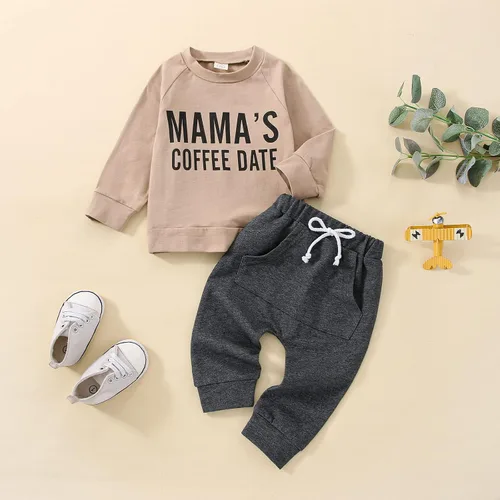 Vista 120 de Ropa de bebé niño 3 6 9 12 18 24M 3T Conjunto de pantalones con capucha patchwork sudadera con capucha pantalones de rayas traje de otoño invierno