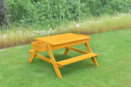 Vista 2 de Avenlur Mesa de arena de madera para niños, juego sensorial, madera de pino duradera, portátil, estante de almacenamiento, juego imaginativo
