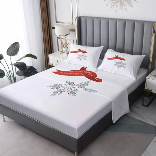 Vista 11 de Juego de sábanas tamaño individual: sábanas de Navidad, sábanas y fundas de almohada para niños, color turquesa, microfibra suave, bolsillo profundo
