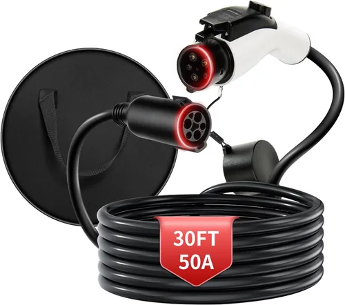 Vista 8 de Cable de extensión J1772 EV de 50 A, 25 pies, cable de extensión de cargador EV de nivel 2, cable de extensión de 240 V EV para carga rápida
